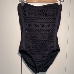 Cleanwater crochet lace swimsuit one piece M black
